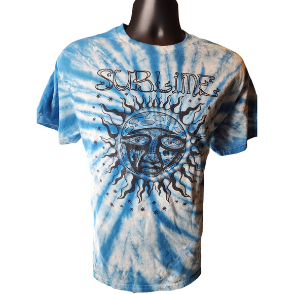 Sublime T Shirt Blue Tie Dye Sun Face Graphic Mens Large Vintage Rock Band Tee - Picture 4 of 16